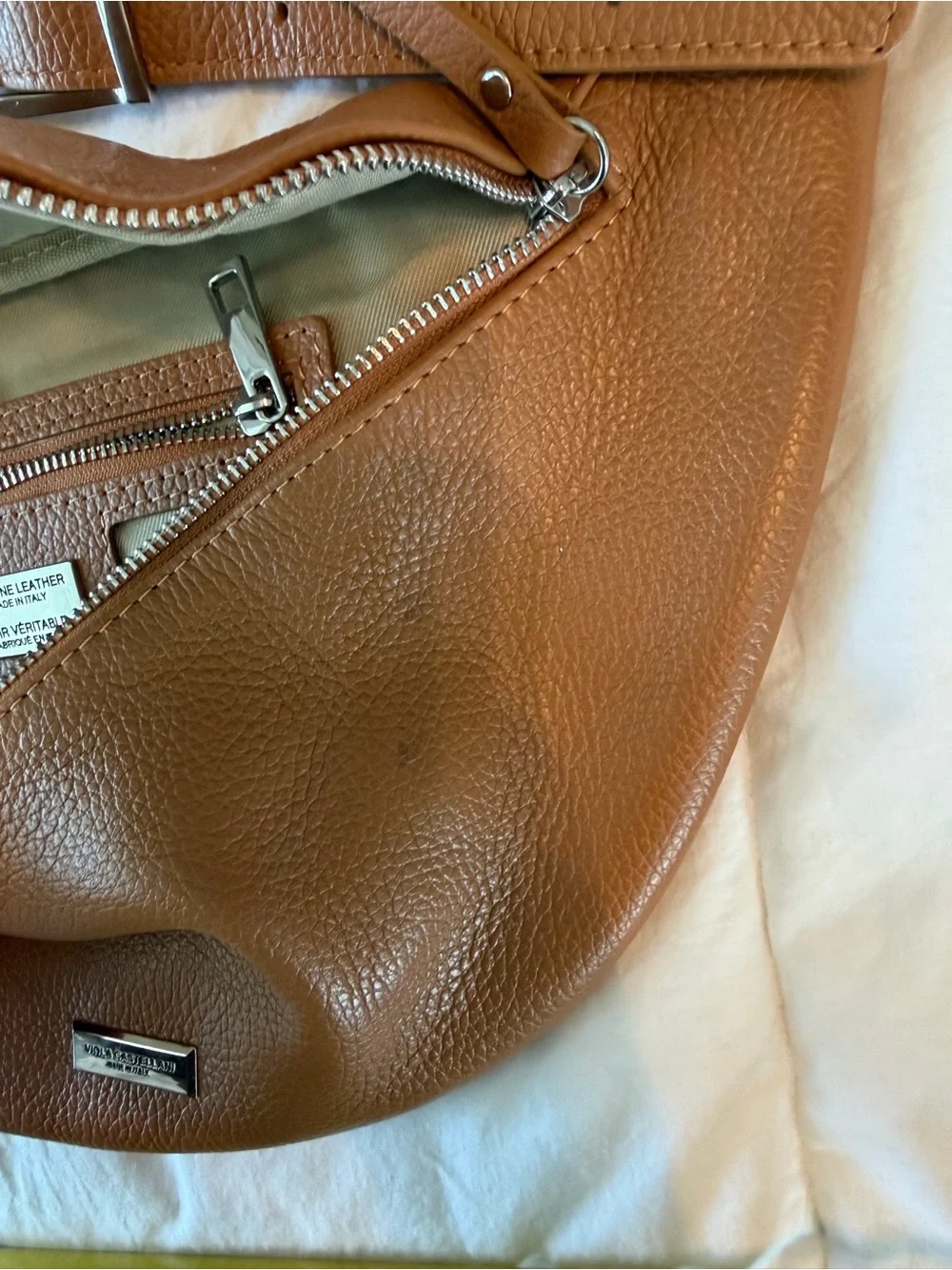 Genuine Viola Castellani leather chest bum sling bag crossbody - Picture 6 of 9